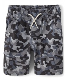 Childrens Place Grey Thunderstorm Camo Cargo Shorts